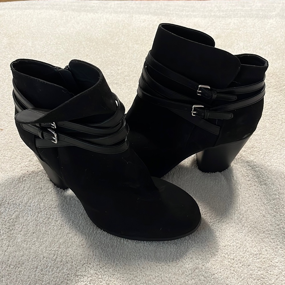 Black suede boot heels